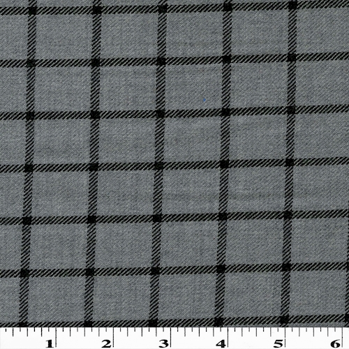 Sterling Gray/Black Wool Blend Woven Plaid Suiting